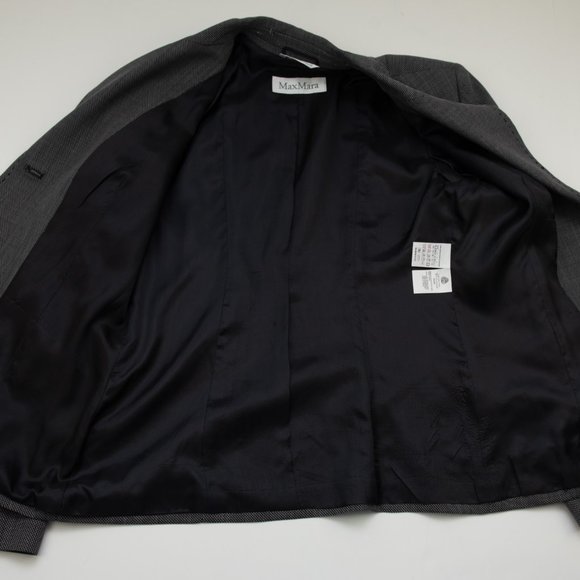 Max Mara Wool Blazer 100% Virgin Wool 3 Button Black White Navy Blue Size 10 - Picture 10 of 10